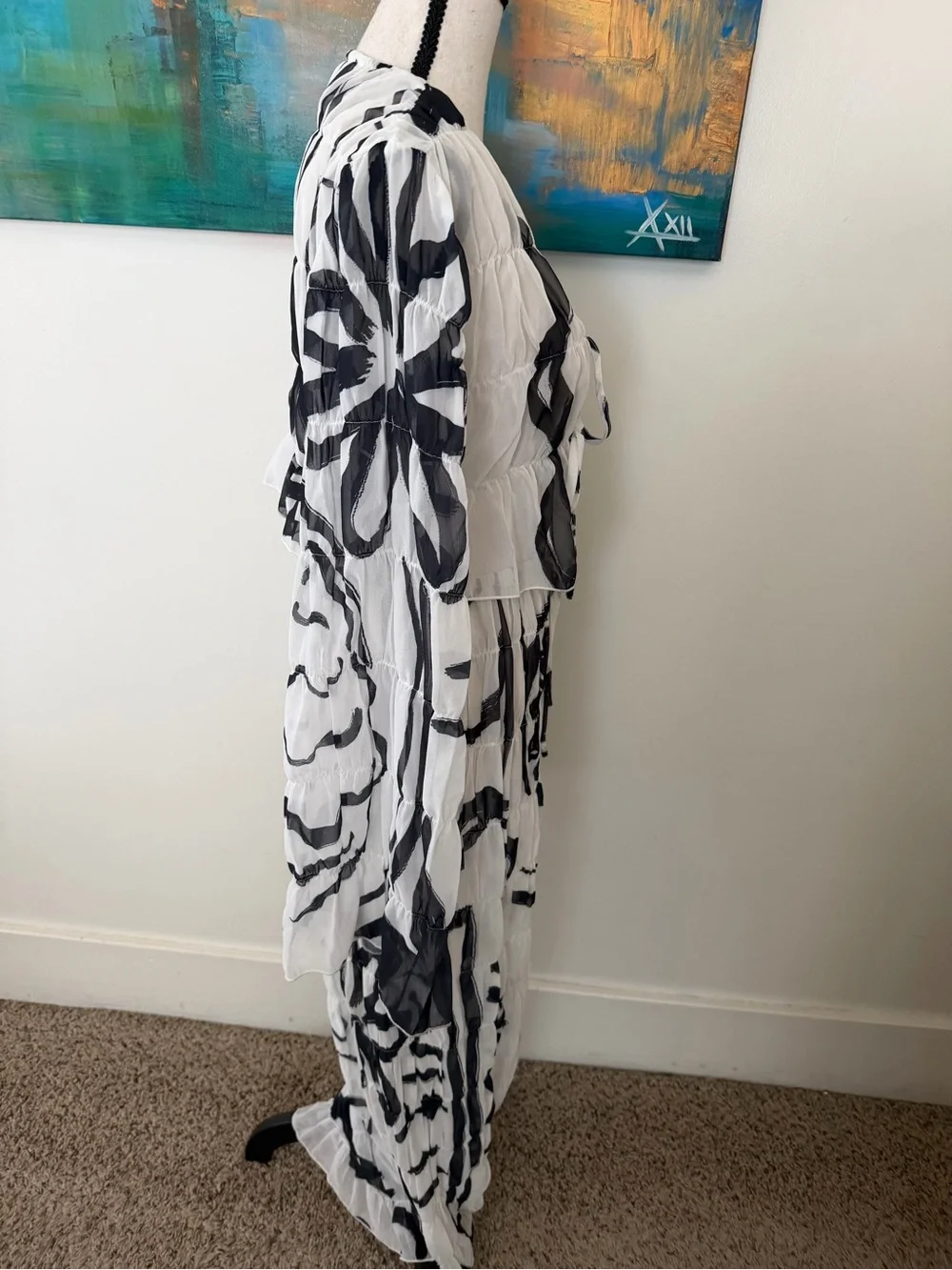 Pretty Little Thing NWT White Monochrome  Sheer Chiffon 2 piece Beach Top Skirt